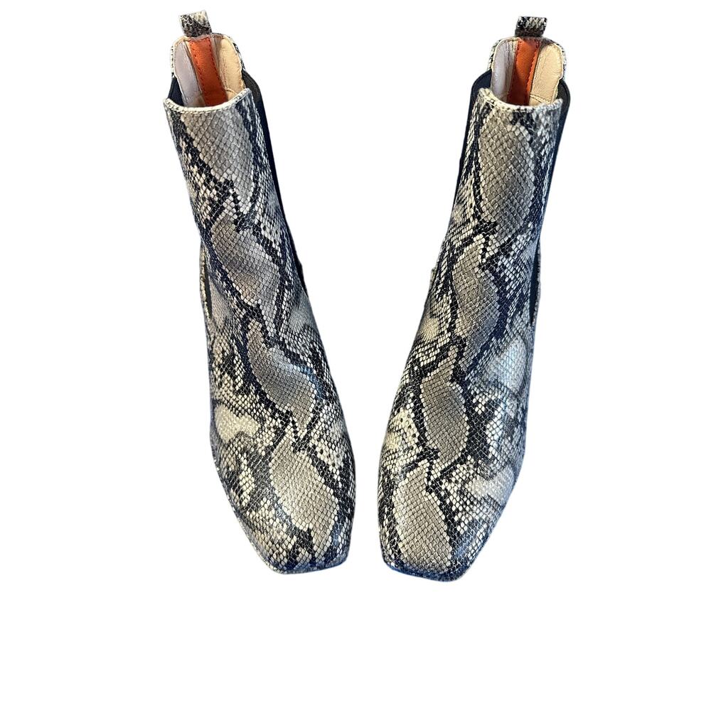 French Connection Penny Chelsea Boots – Snake Print Truffle Leather – Size 10